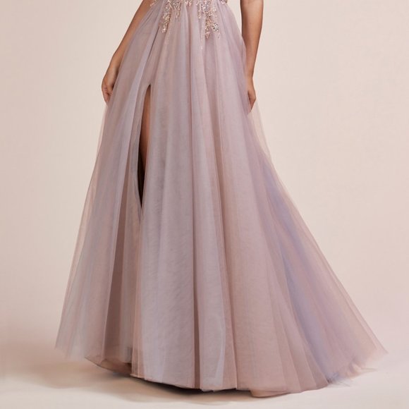 New Rosewood Prom Party Evening Deep V-Neck Leg Slit Evening Dress ALA0672 - Picture 7 of 11